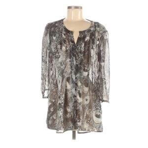Essentials By ABS Sheer Peacock Pattern Top M